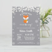 Fox Winter Baby Shower Snowflake Einladung (Stehend Vorderseite)