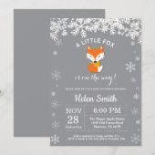 Fox Winter Baby Shower Snowflake Einladung (Vorne/Hinten)