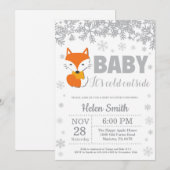 Fox Winter Baby Shower Snowflake Einladung (Vorne/Hinten)