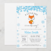 Fox Winter Blue Boy Baby Showflake Einladung (Vorne/Hinten)