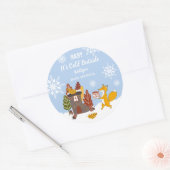 Fox Winter Snowflakes Baby Duschgeschenk Runder Aufkleber (Umschlag)