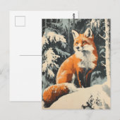 Fox Winter Vintag Postkarte (Vorne/Hinten)