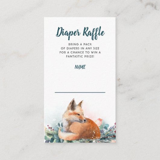 Fox Winter Woodland Babydusche Windelwanne Begleitkarte (Vorderseite)