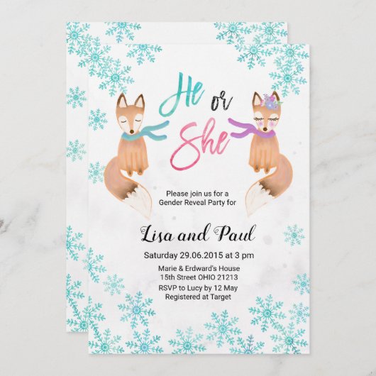 Fox-Wintergeschlecht decken Einladung auf (Vorne/Hinten)