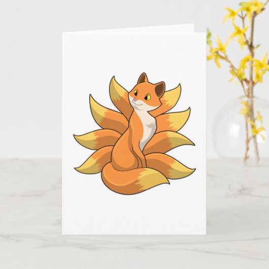 Fox with 9 Fox tails Karte (Gelbe Blume)