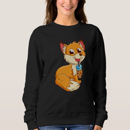 Fox with bubbel tea bubbeltea fox children  1 sweatshirt (Vorderseite)