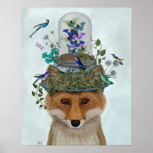 Fox with Butterfly Bell Jar Poster