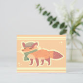 Fox with Hat and Scarf Postcard Postkarte (Stehend Vorderseite)