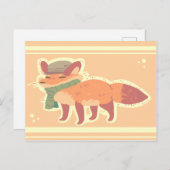 Fox with Hat and Scarf Postcard Postkarte (Vorne/Hinten)