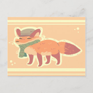Fox with Hat and Scarf Postcard Postkarte