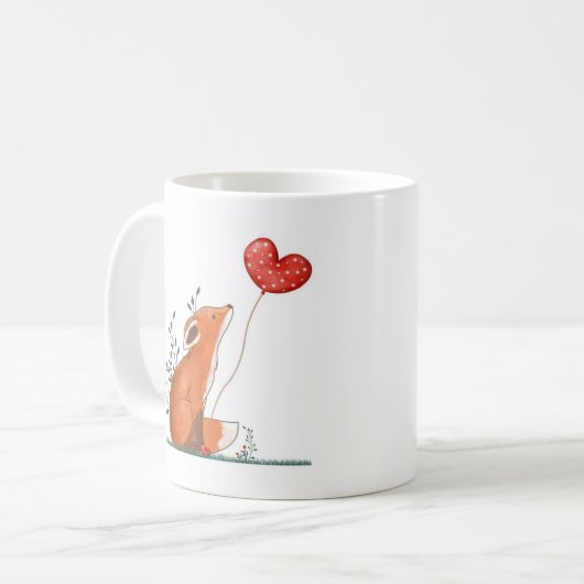 Fox with Heart Balloon - Design der Tasse (Vorderseite Links)