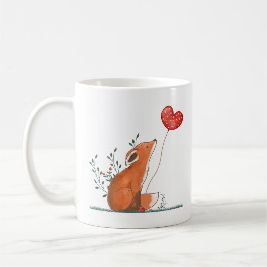 Fox with Heart Balloon - Design der Tasse (Links)