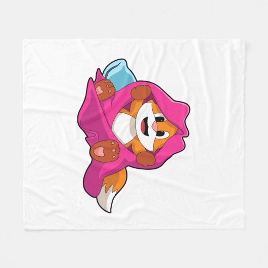 Fox with Pillow and Blanket Fleecedecke (Vorderseite (Horizontal))