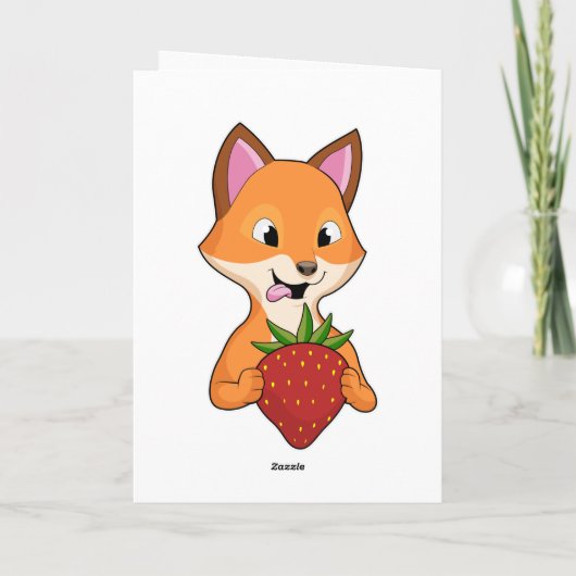 Fox with Strawberry Karte (Rückseite)