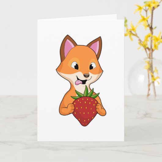Fox with Strawberry Karte (Gelbe Blume)