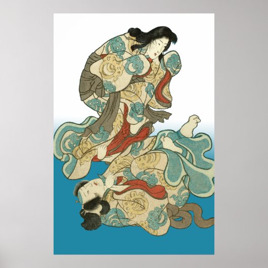 Fox-woman and fox-man Kuniyoshi - Asukai Masatsune Poster (Vorne)