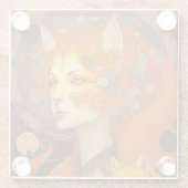 Fox Woman Fantasy Art Glasuntersetzer (Rückseite)