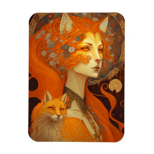 Fox Woman Fantasy Art Magnet