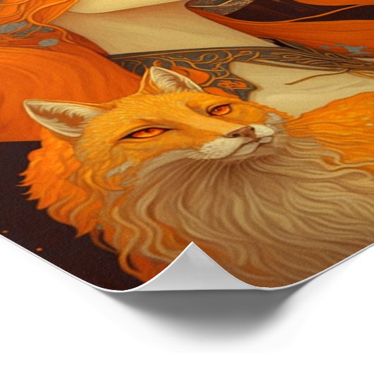 Fox Woman Fantasy Art Poster (Ecke)