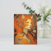 Fox Woman Fantasy Art Postkarte (Stehend Vorderseite)