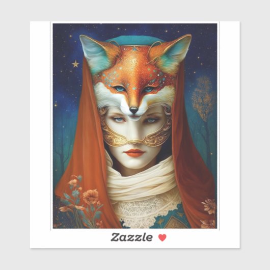 Fox Woman Surreal Fantasy Art Aufkleber (Blatt)