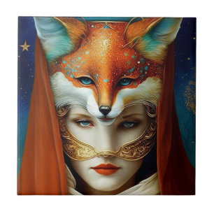 Fox Woman Surreal Fantasy Art Fliese