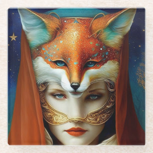 Fox Woman Surreal Fantasy Art Glasuntersetzer