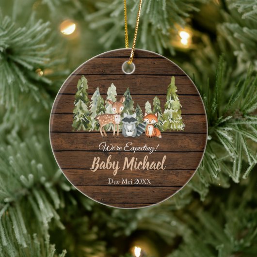 Fox Wood Woodland Animal erwarten wir Eltern Keramik Ornament (Baum)