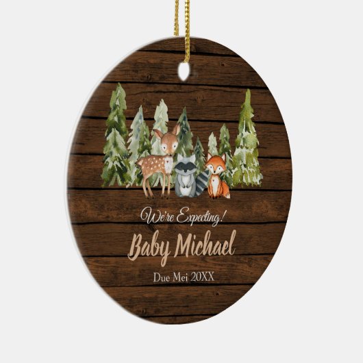 Fox Wood Woodland Animal erwarten wir Eltern Keramik Ornament (Rechts)