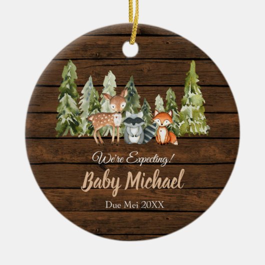 Fox Wood Woodland Animal erwarten wir Eltern Keramik Ornament (Vorne)