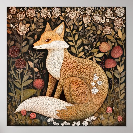 Fox Woodland Animal Art Painting Poster (Vorne)