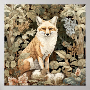 Fox Woodland Animal Art Poster