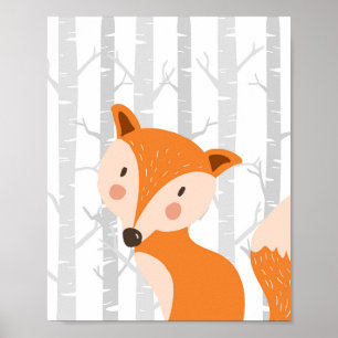 Fox Woodland Animal Kinderzimmer Wall Art Print Poster