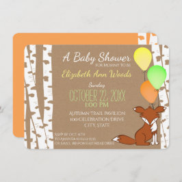 Fox Woodland Birch Tree Baby Dusche Einladung