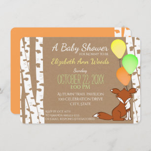 Fox Woodland Birch Tree Baby Dusche Einladung