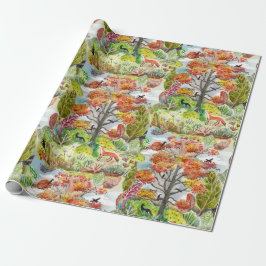Fox Woodland Cabincore Wrapping Paper Geschenkpapier