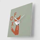 Fox Woodland Creation Quadratische Wanduhr (Winkel)