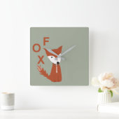 Fox Woodland Creation Quadratische Wanduhr (Zuhause)