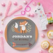 Fox Woodland Forest Critters Boho Kindergeburtstag Pappteller (Party)
