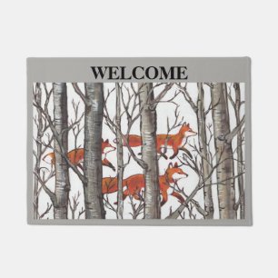 Fox Woods Gray Willkommenstürme personalisieren Fußmatte