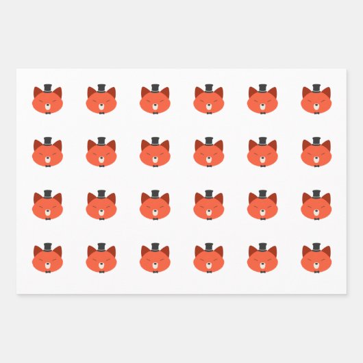 Fox Wrapping Paper Flat Sheet Set 3 Geschenkpapier Set (Vorderseite 2)