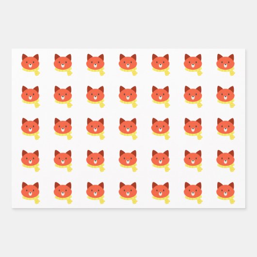 Fox Wrapping Paper Flat Sheet Set 3 Geschenkpapier Set (Vorderseite)