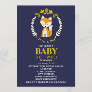 Fox Wreath Baby Shower - Boy Einladung