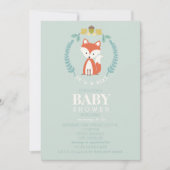 Fox Wreath Babydusche - Mädchen Einladung (Vorderseite)