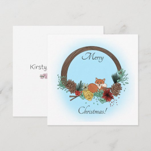 Fox Wreath Feiertagskarte (Vorne/Hinten)