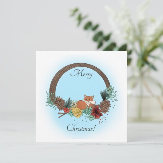 Fox Wreath Feiertagskarte (Stehend Vorderseite)