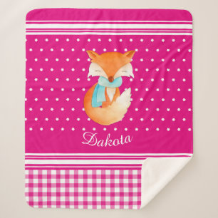 Fox-Würfel mit Tuch-Schal-Name pink weiß Sherpadecke