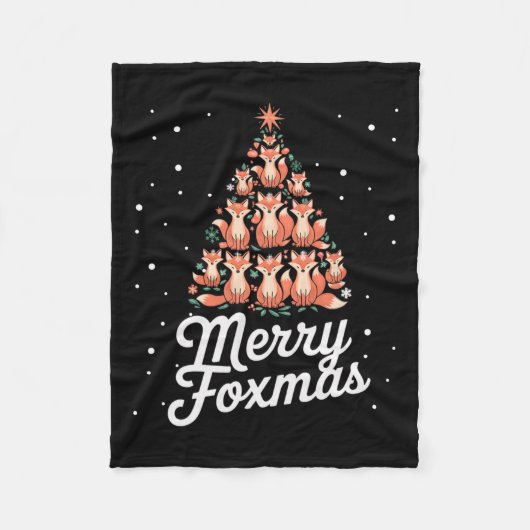 Fox Xmas Tree Füchse Weihnachtsbaum Merry Foxmas Fleecedecke (Vorderseite)