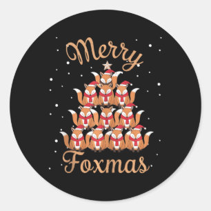 Fox Xmas Tree Füchse Weihnachtsbaum Tank Top Runder Aufkleber