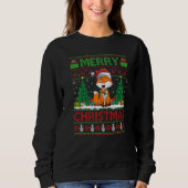 Fox Xmas Tree Lights Ugly Santa Fox Christmas Sweatshirt (Vorderseite)